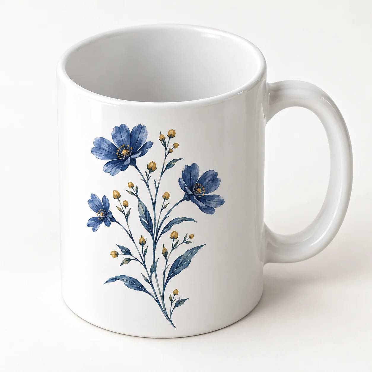 Indigo Wildflower Ceramic Mug — alternate detail view