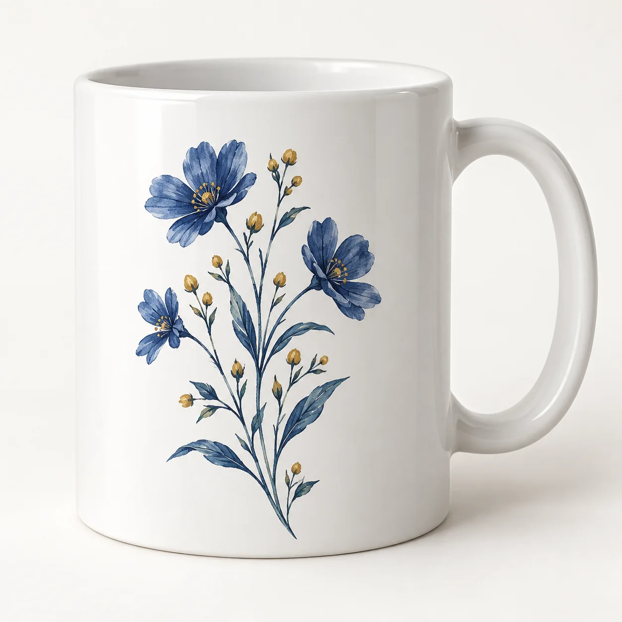 Indigo Wildflower Ceramic Mug — main product view