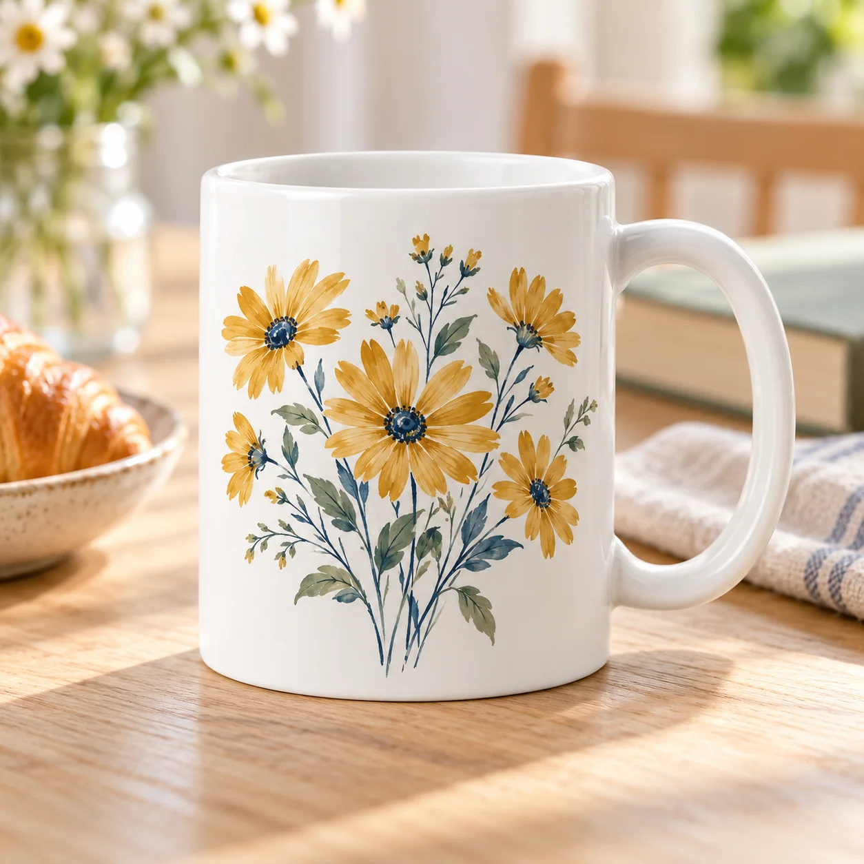 Golden Meadow Ceramic Mug — lifestyle view