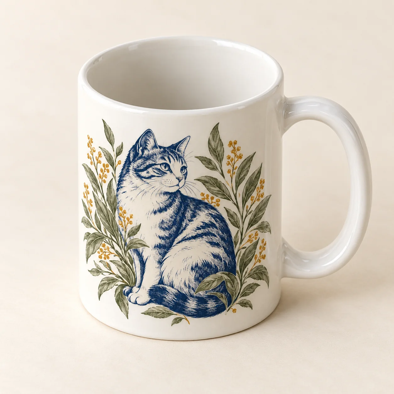 Garden Cat Ceramic Mug — alternate detail view