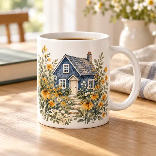 Little Cottage Ceramic Mug — lifestyle view