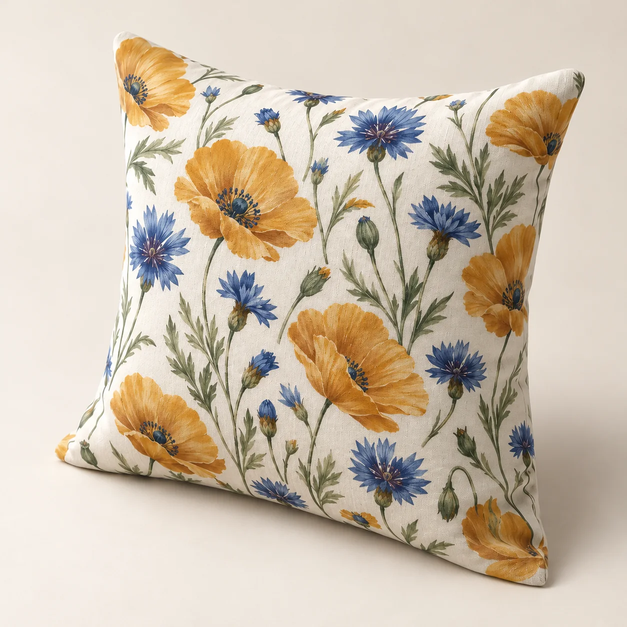 Harvest Blooms Square Throw Pillow — alternate detail view