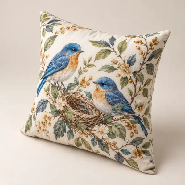 Woodland Nest Square Throw Pillow — alternate detail view