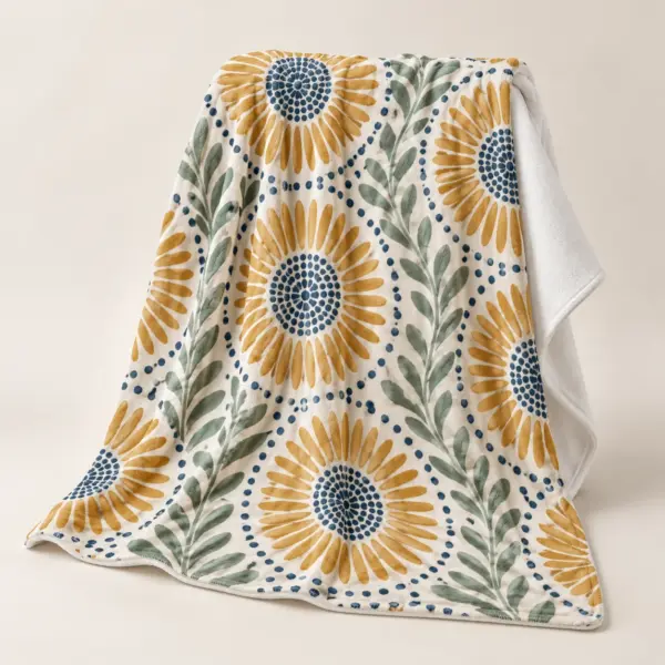 Ochre Sunburst Velveteen Plush Blanket — main product view