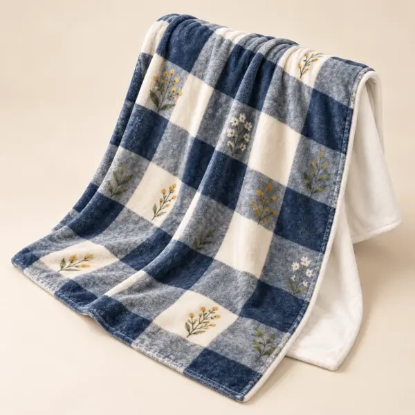 Cottage Check Velveteen Plush Blanket — alternate detail view