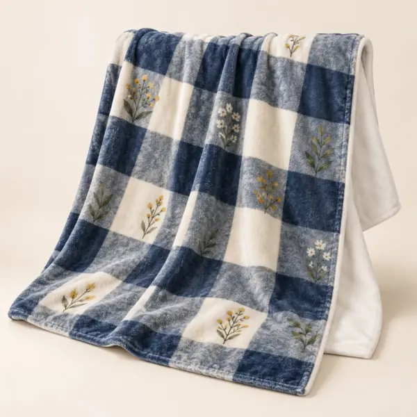 Cottage Check Velveteen Plush Blanket — main product view