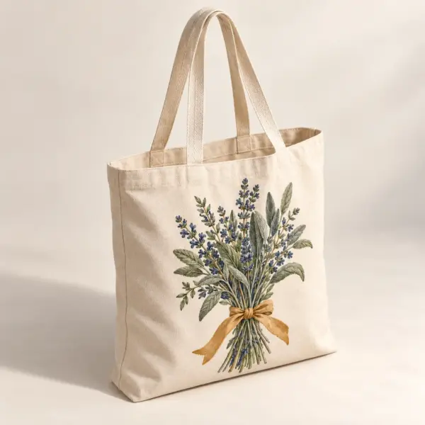 Market Sprigs Natural Cotton Tote — alternate detail view