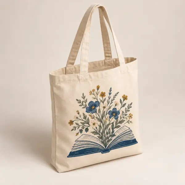 Reading Garden Natural Cotton Tote — alternate detail view
