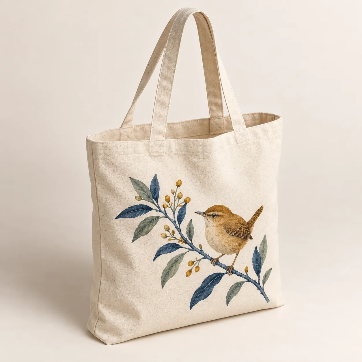 Little Wren Natural Cotton Tote — alternate detail view