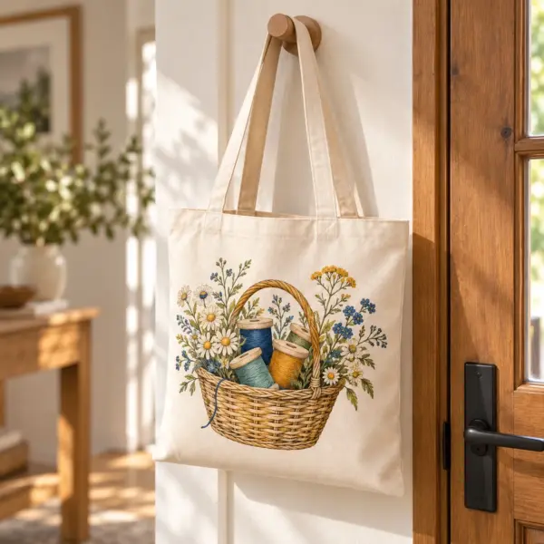 Maker Basket Natural Cotton Tote — lifestyle view