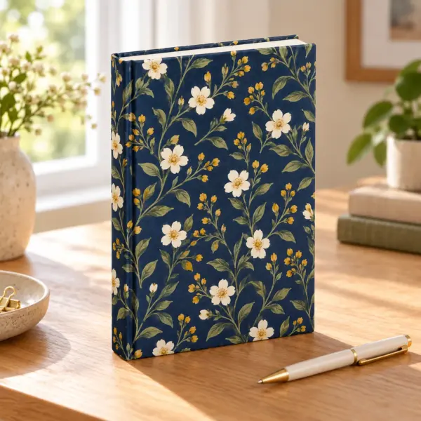 Blue Hour Garden Matte Hardcover Journal — lifestyle view