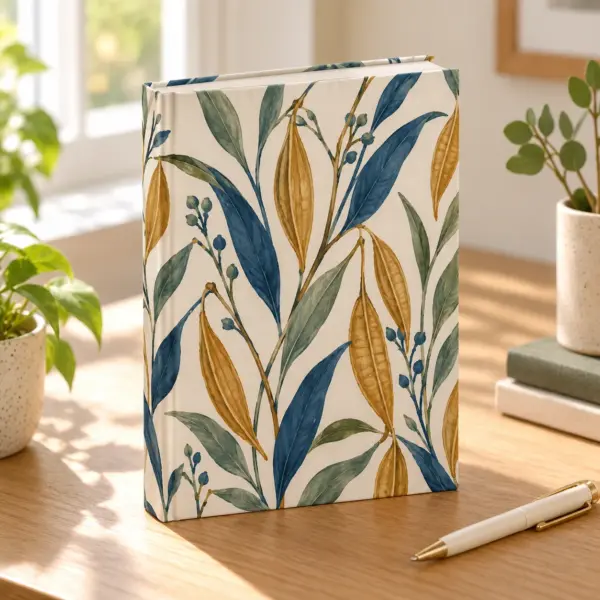 Golden Seedpods Matte Hardcover Journal — lifestyle view