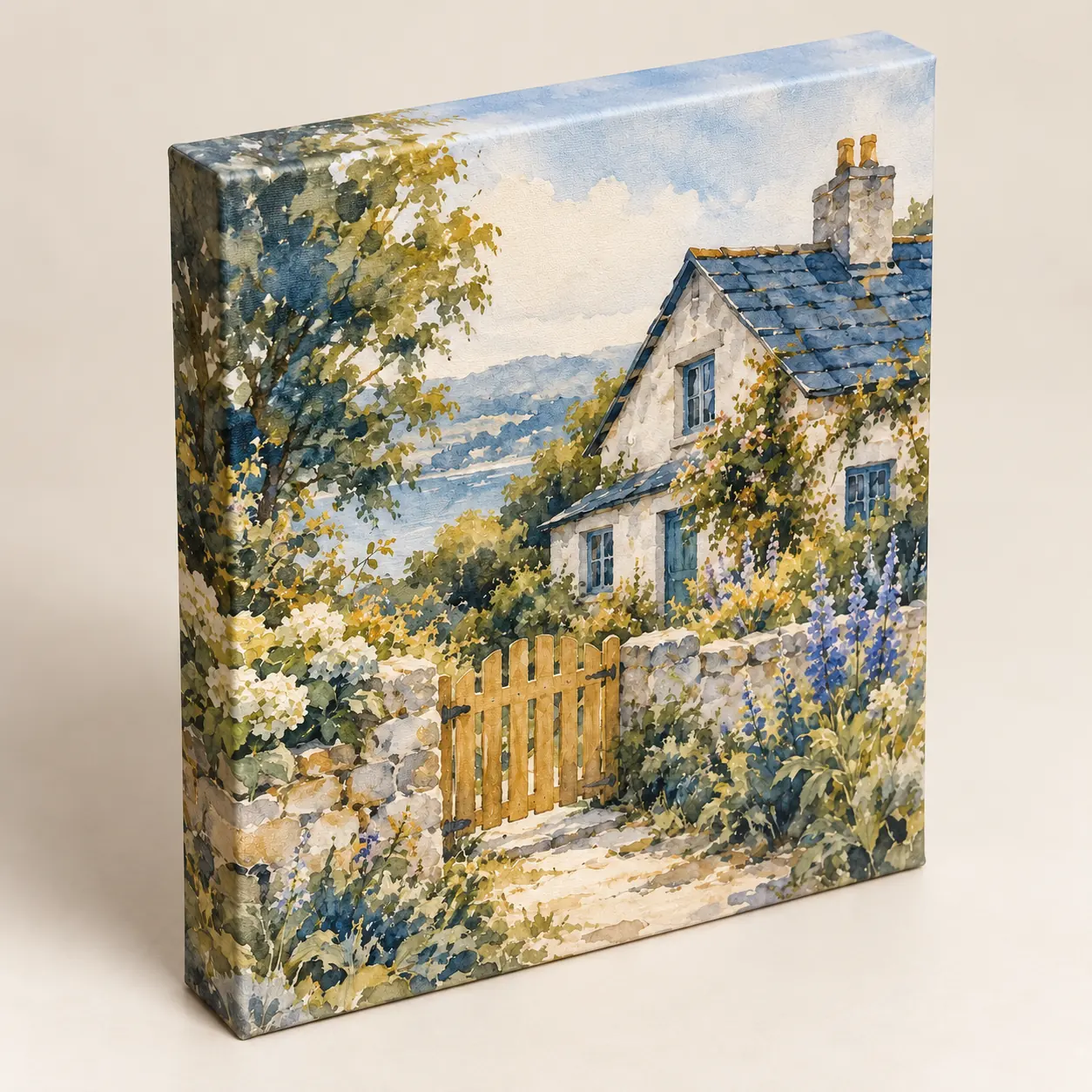 Morning Cottage Stretched Canvas Print — alternate detail view