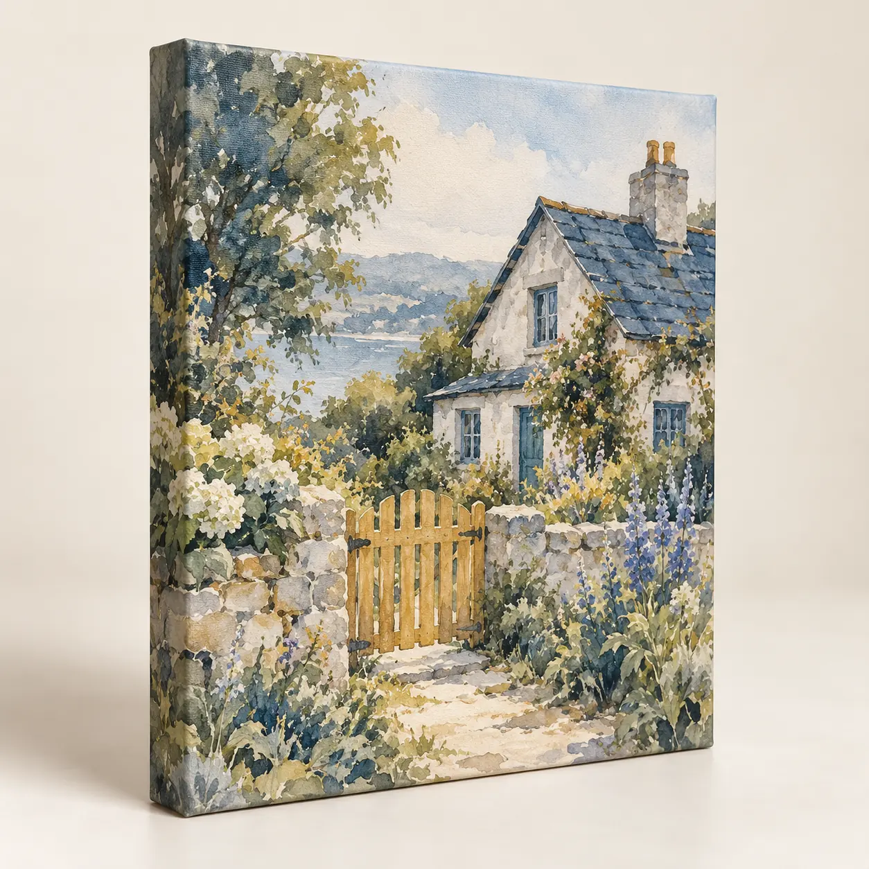Morning Cottage Stretched Canvas Print — main product view