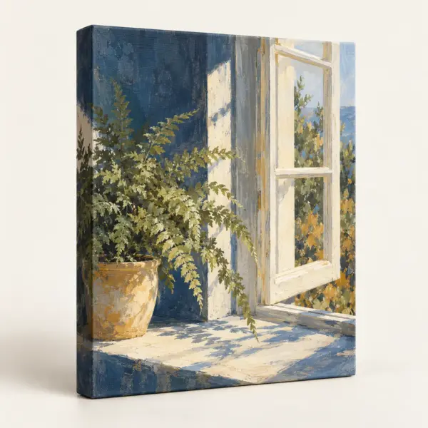 Fern Window Stretched Canvas Print — main product view