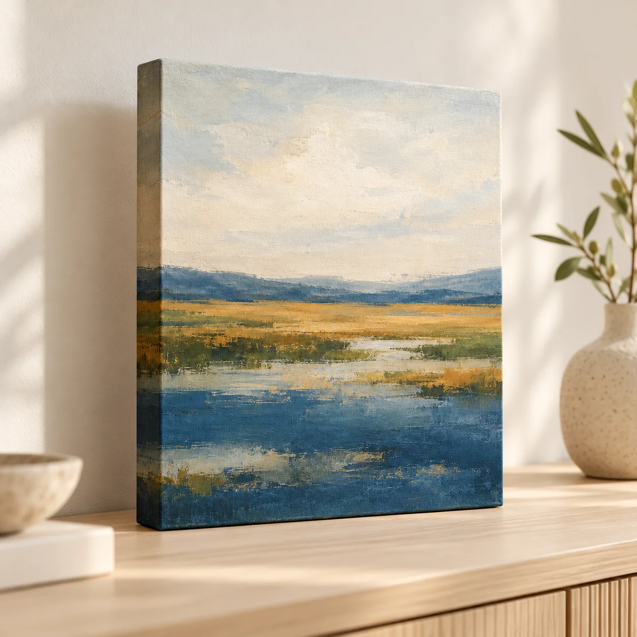 Fields at Dusk Stretched Canvas Print — lifestyle view