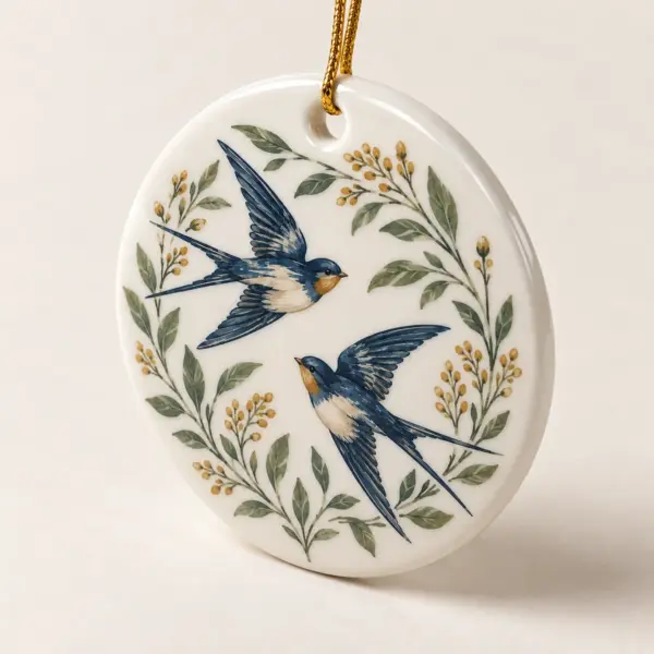 Homeward Birds Ceramic Keepsake Ornament — alternate detail view