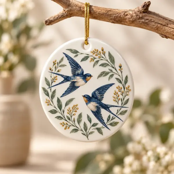 Homeward Birds Ceramic Keepsake Ornament — lifestyle view