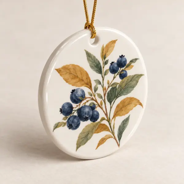 Winter Sprig Ceramic Keepsake Ornament — alternate detail view