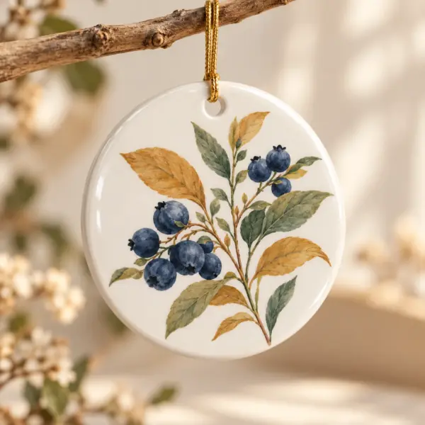 Winter Sprig Ceramic Keepsake Ornament — lifestyle view