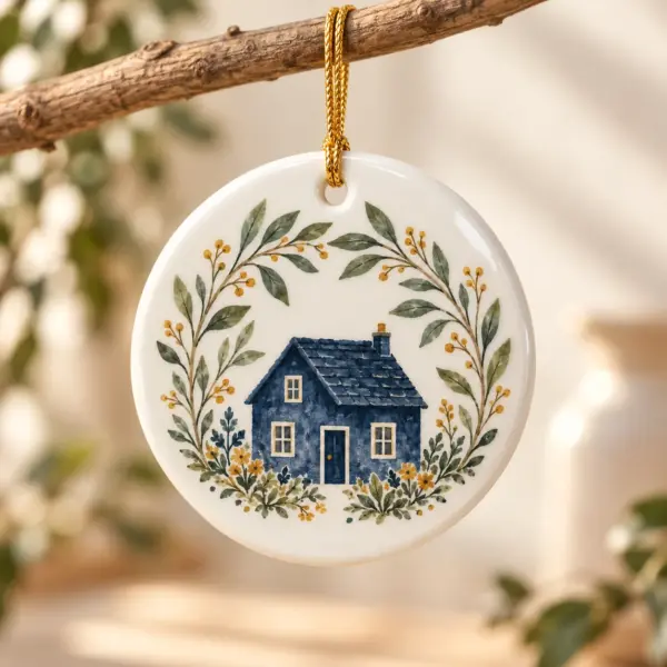 Little House Ceramic Keepsake Ornament — lifestyle view