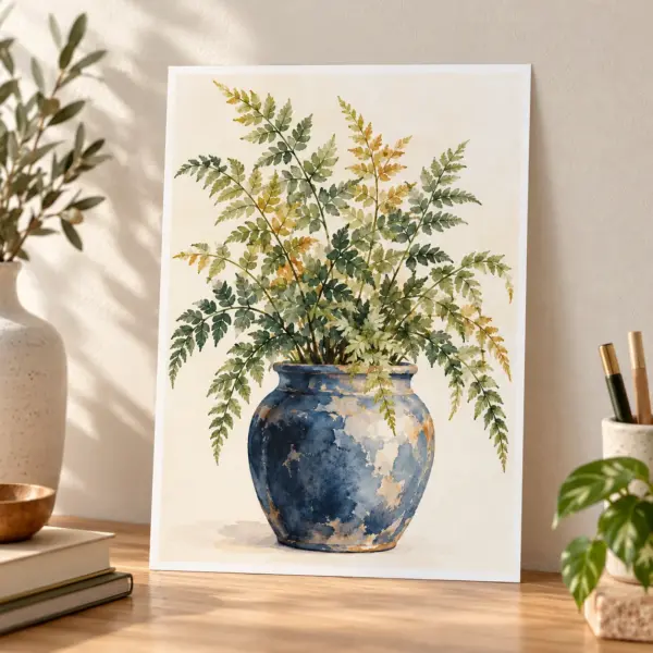 Blue Pot Study Matte Art Poster — lifestyle view