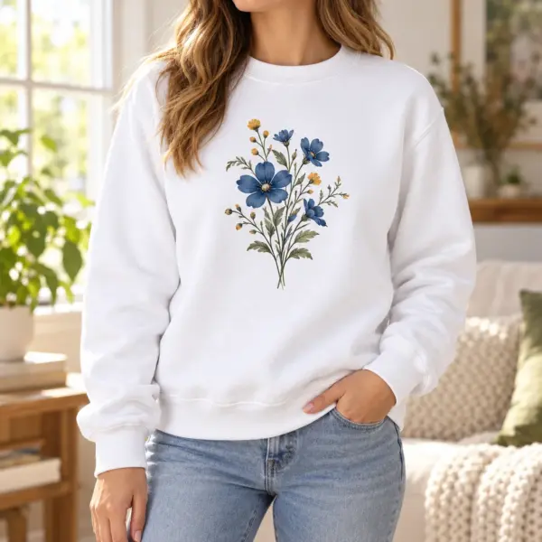 Wildflower Pocket Printed Crewneck Sweatshirt — lifestyle view