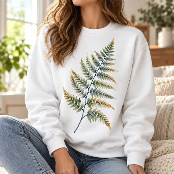 Gentle Fern Printed Crewneck Sweatshirt — lifestyle view